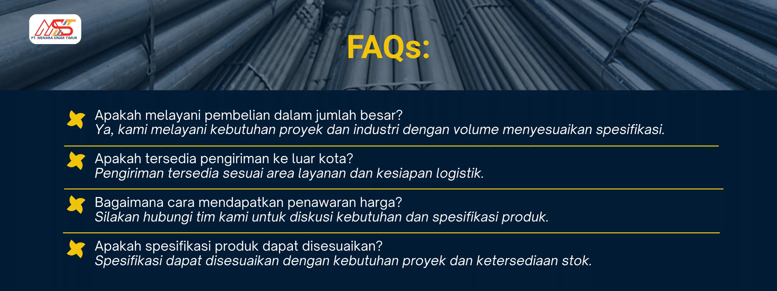 FAQ distributor besi PT Menara Sinar Timur Jakarta Tangerang